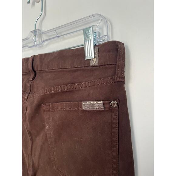 7 For All Mankind Skinny Pants Women 30 Dark Brown Velvet Stretch NWT - Picture 3 of 10
